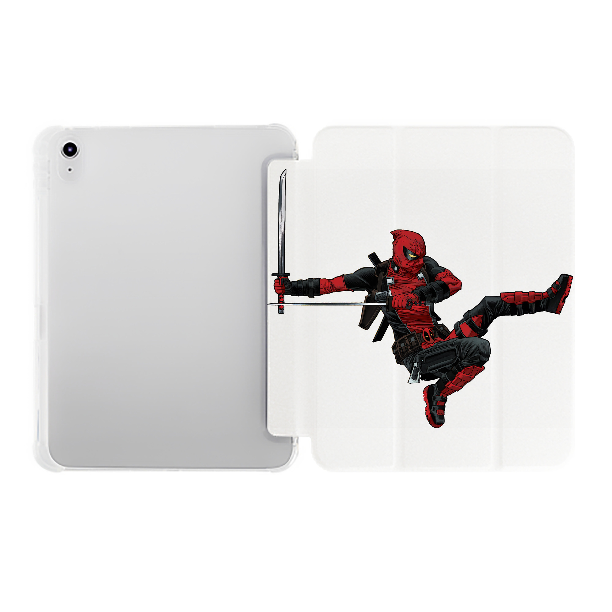 （画像用） Deadpool デッドプール IPad ケース ペン収納付き 三つ折りスタンド PUレザー×シリコン 対応機種9.5/10.5/10.9インチ
